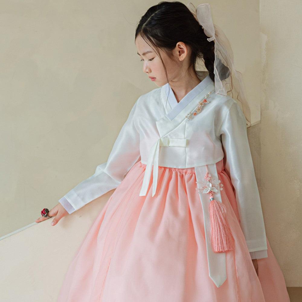 Youl Flared Coral Girl Hanbok (100D-15YR) - Native Korean