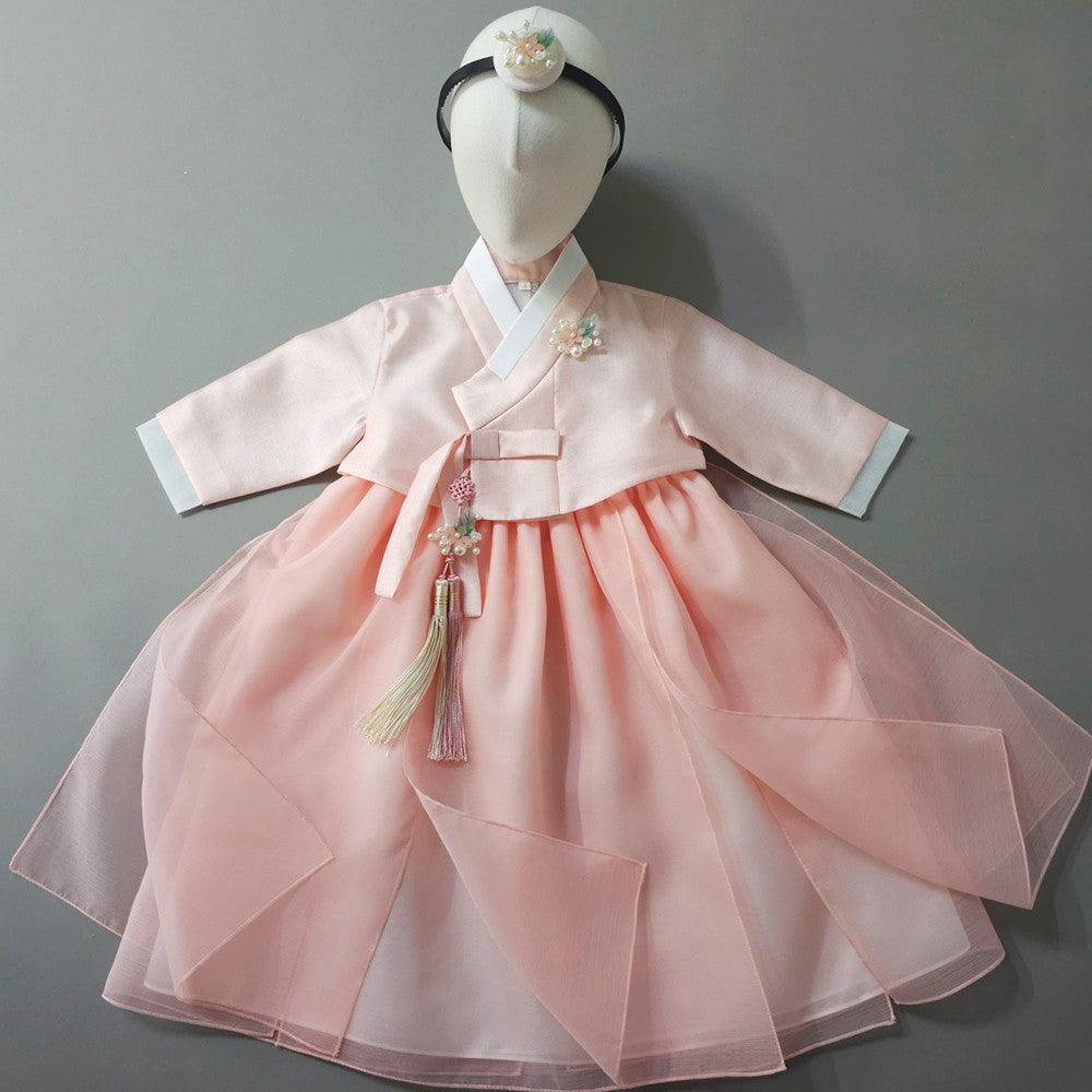 Youl Flared Coral Girl Hanbok (100D-15YR) - Native Korean