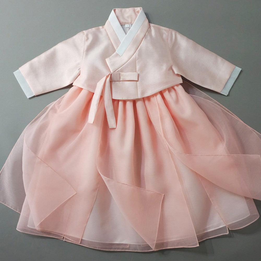 Youl Flared Coral Girl Hanbok (100D-15YR) - Native Korean