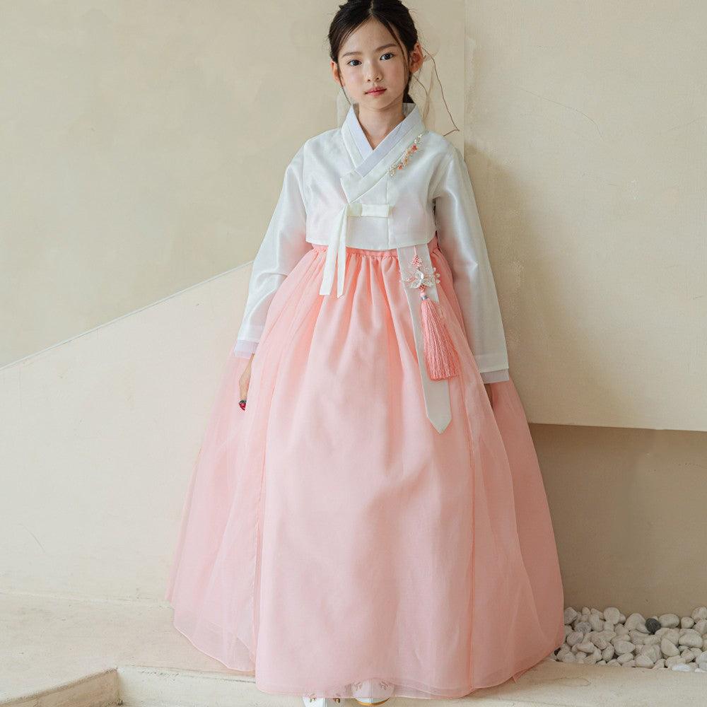 Youl Flared Coral Girl Hanbok (100D-15YR) - Native Korean