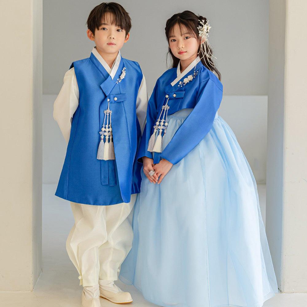 Yuhan Blue Ivory Boy Hanbok (100D-15YR) - Native Korean