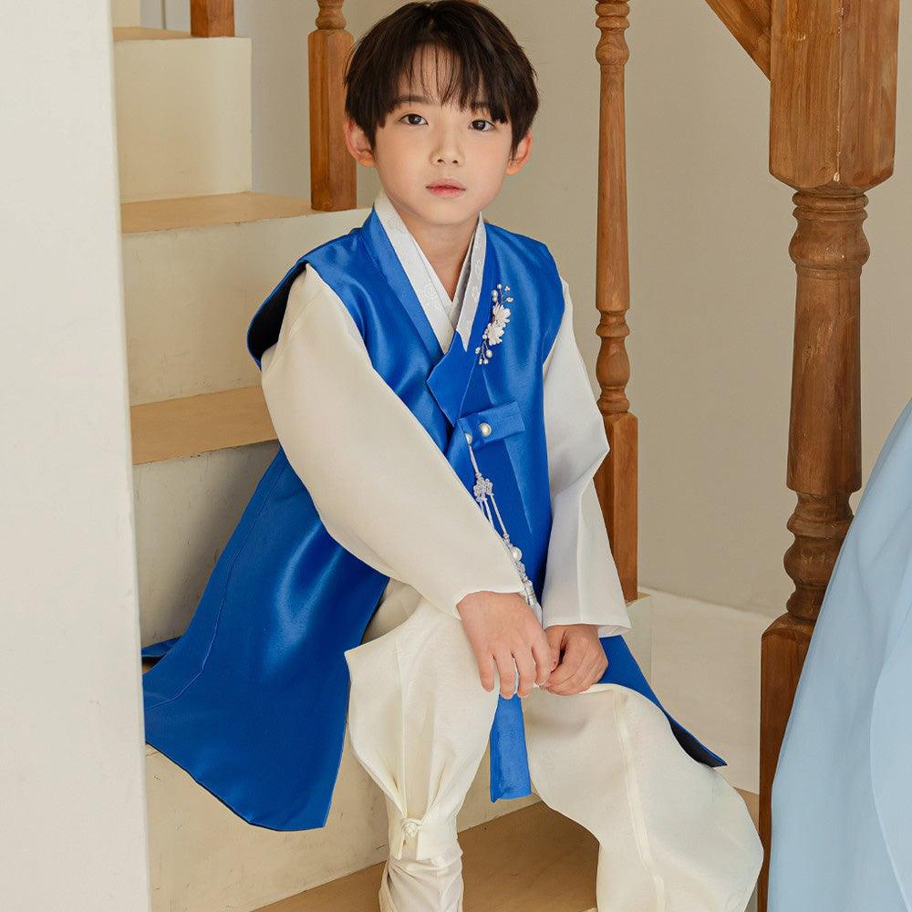 Yuhan Blue Ivory Boy Hanbok (100D-15YR) - Native Korean