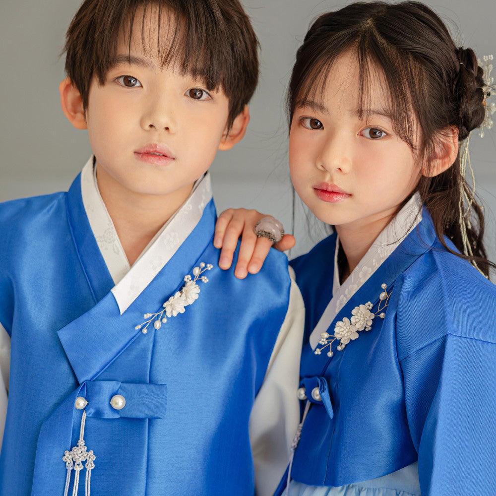 Yuhan Blue Ivory Boy Hanbok (100D-15YR) - Native Korean