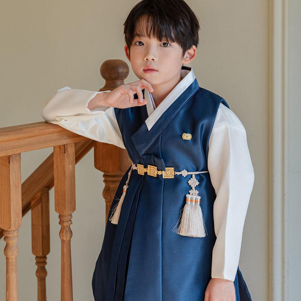 Yuhan Navy Beige Boy Hanbok (100D-15YR) - Native Korean