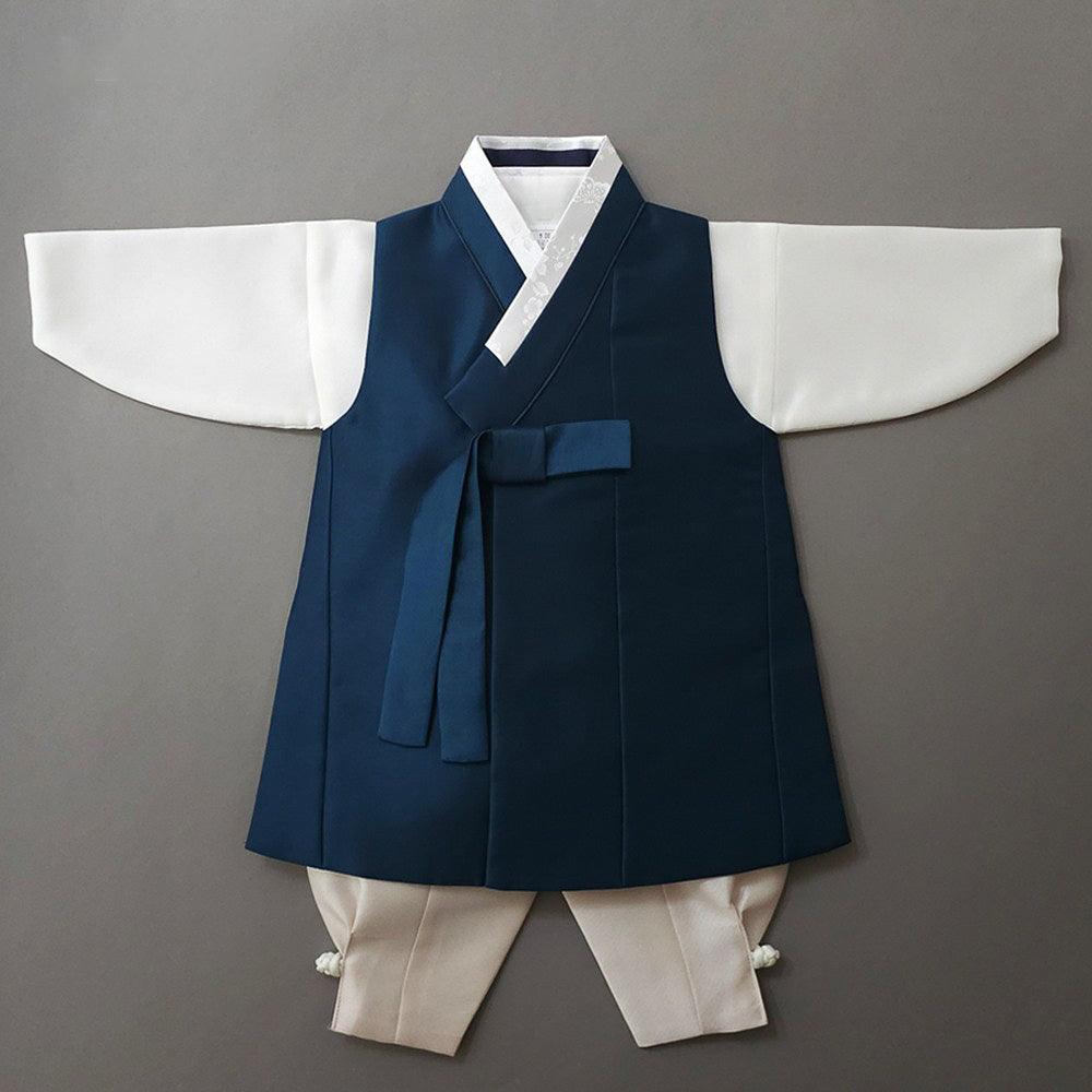 Yuhan Navy Ivory Boy Hanbok (100D-15YR) - Native Korean