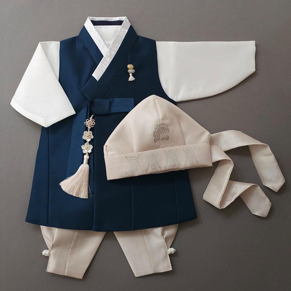 Yuhan Navy Ivory Boy Hanbok (100D-15YR) - Native Korean