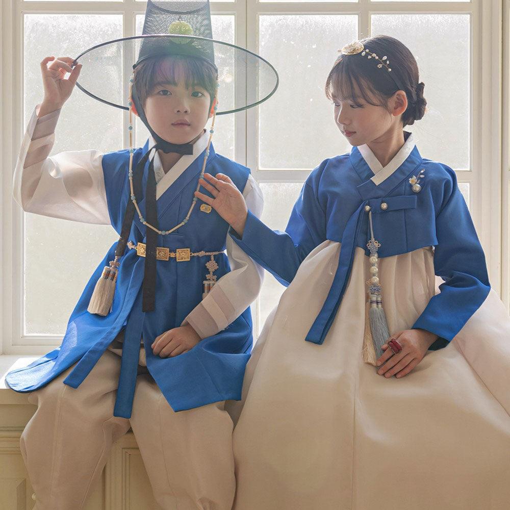 Yuhan Saekdong Blue Ivory Boy Hanbok (100D-15YR) - Native Korean