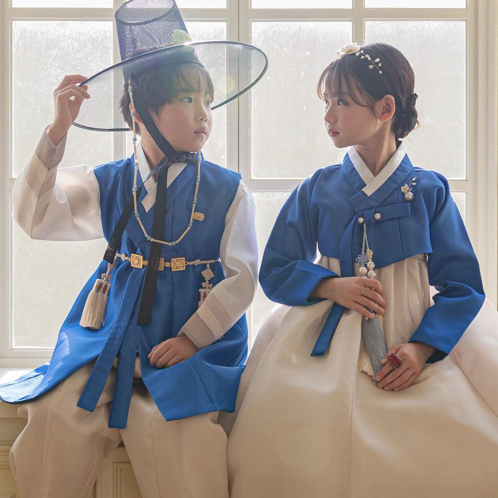 Yuhan Saekdong Blue Ivory Boy Hanbok (100D-15YR) - Native Korean