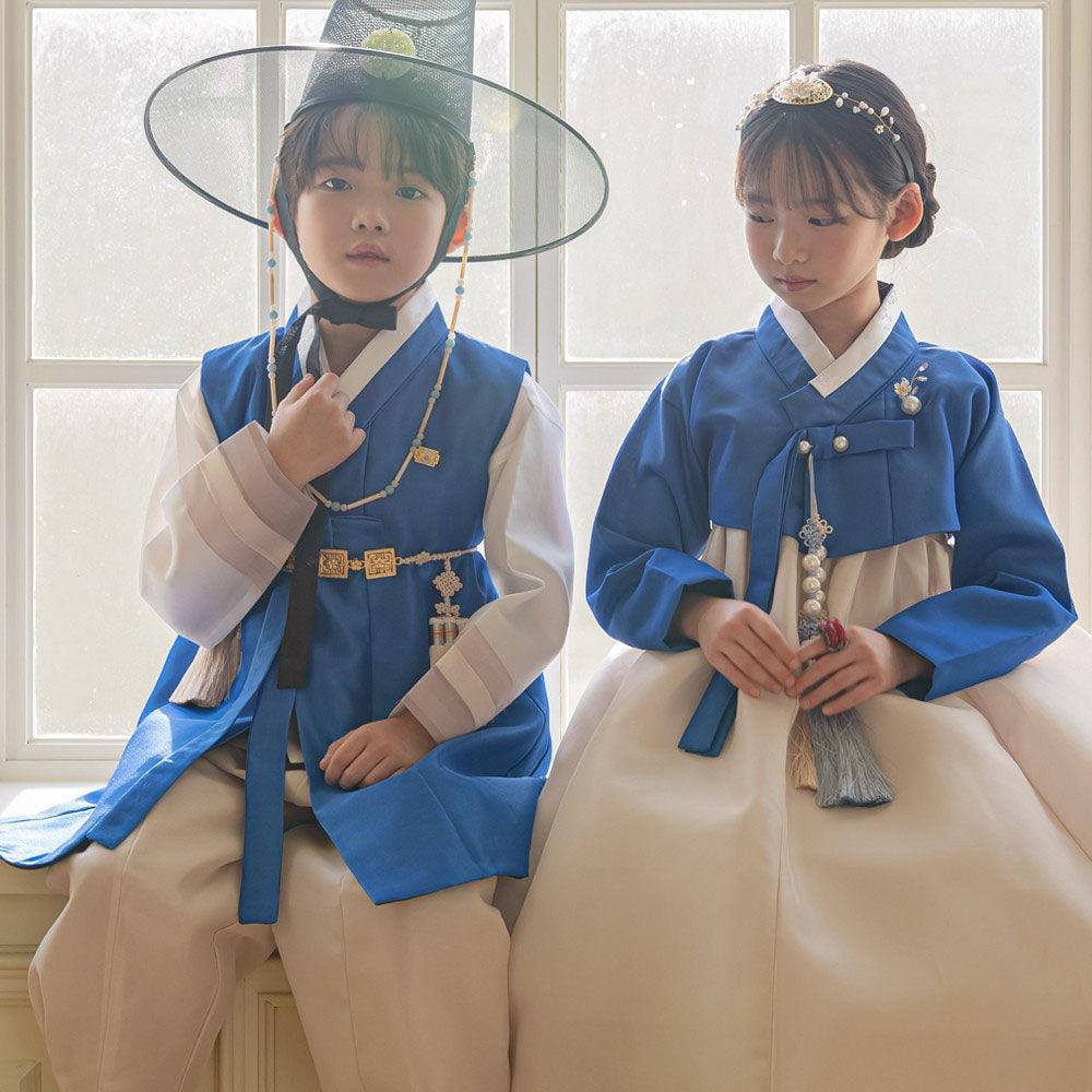 Yuhan Saekdong Blue Ivory Boy Hanbok (100D-15YR) - Native Korean