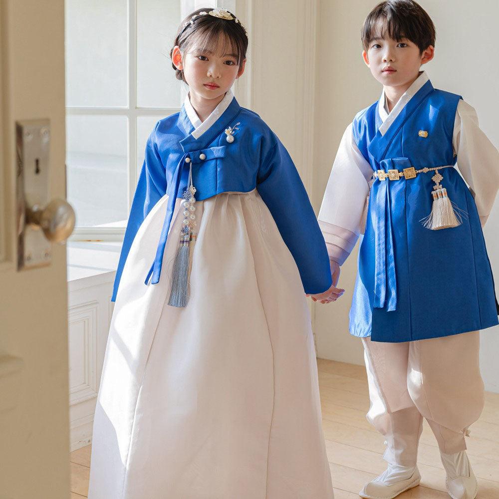 Yuhan Saekdong Blue Ivory Boy Hanbok (100D-15YR) - Native Korean