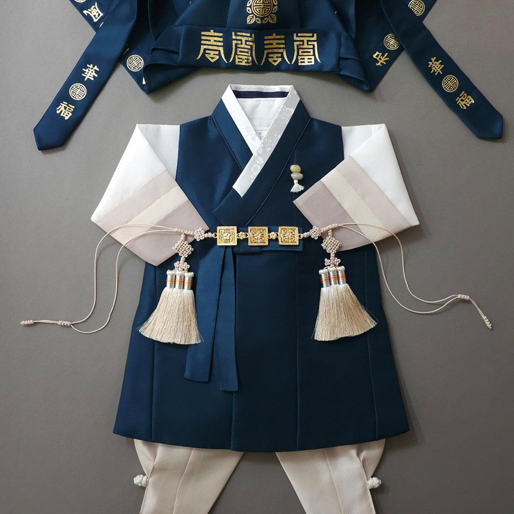Yuhan Saekdong Navy Boy Hanbok (100D-15YR) - Native Korean
