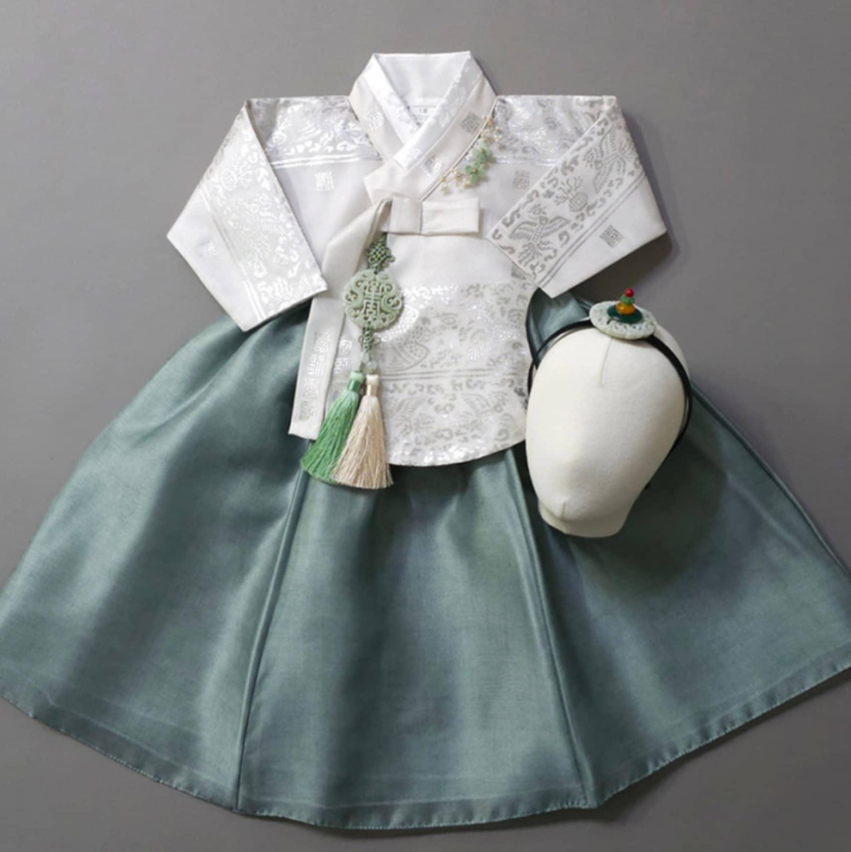 Yuhee Silver Foil L.beige-Five Colors Skirt Girl Hanbok(100D-10YR) - Native Korean