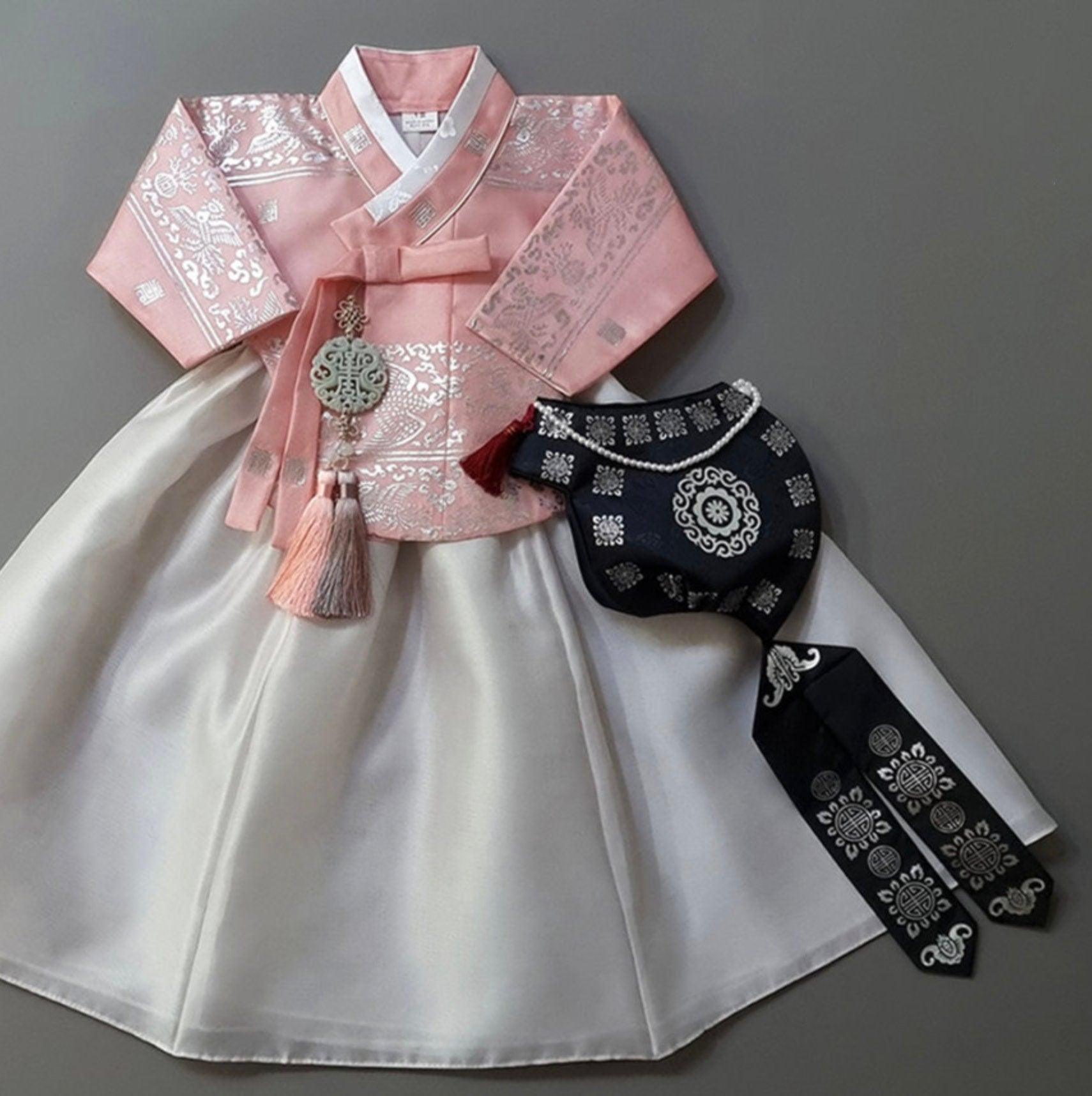 Yuhee Silver Foil Pink-Five Colors Skirt Girl Hanbok(100D-10YR) - Native Korean