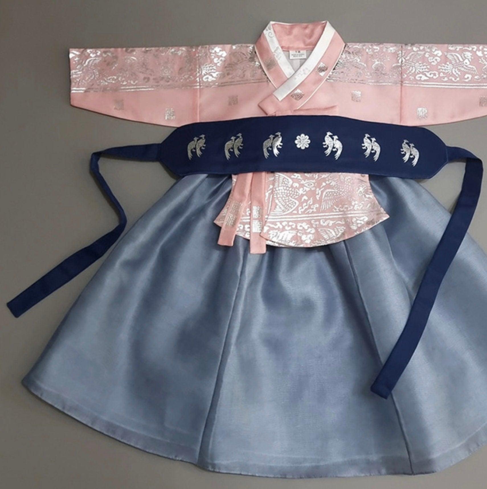 Yuhee Silver Foil Pink-Five Colors Skirt Girl Hanbok(100D-10YR) - Native Korean