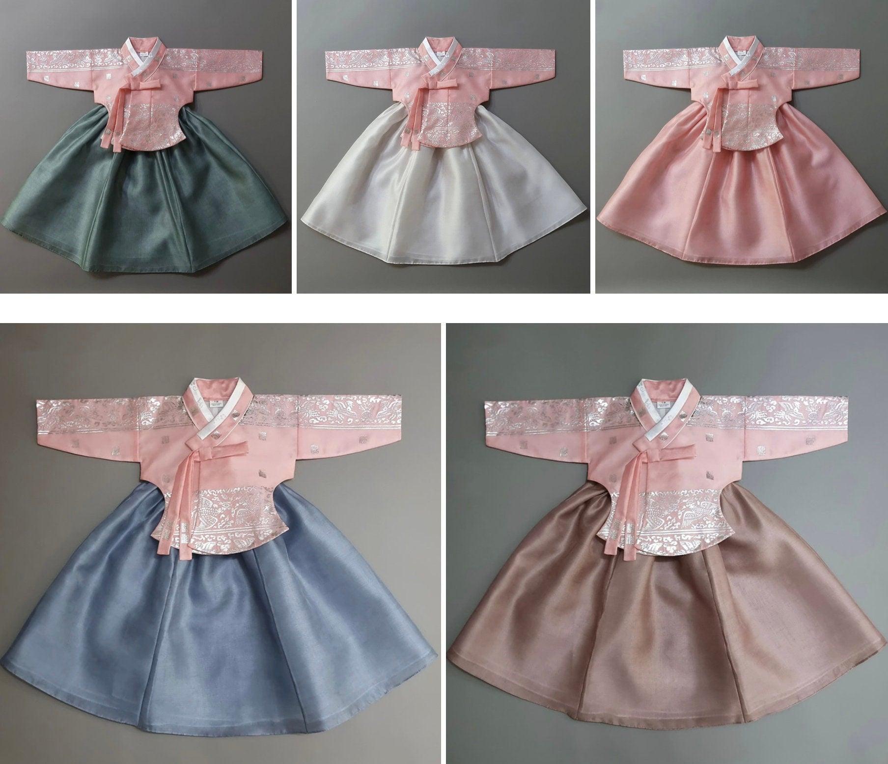 Yuhee Silver Foil Pink-Five Colors Skirt Girl Hanbok(100D-10YR) - Native Korean