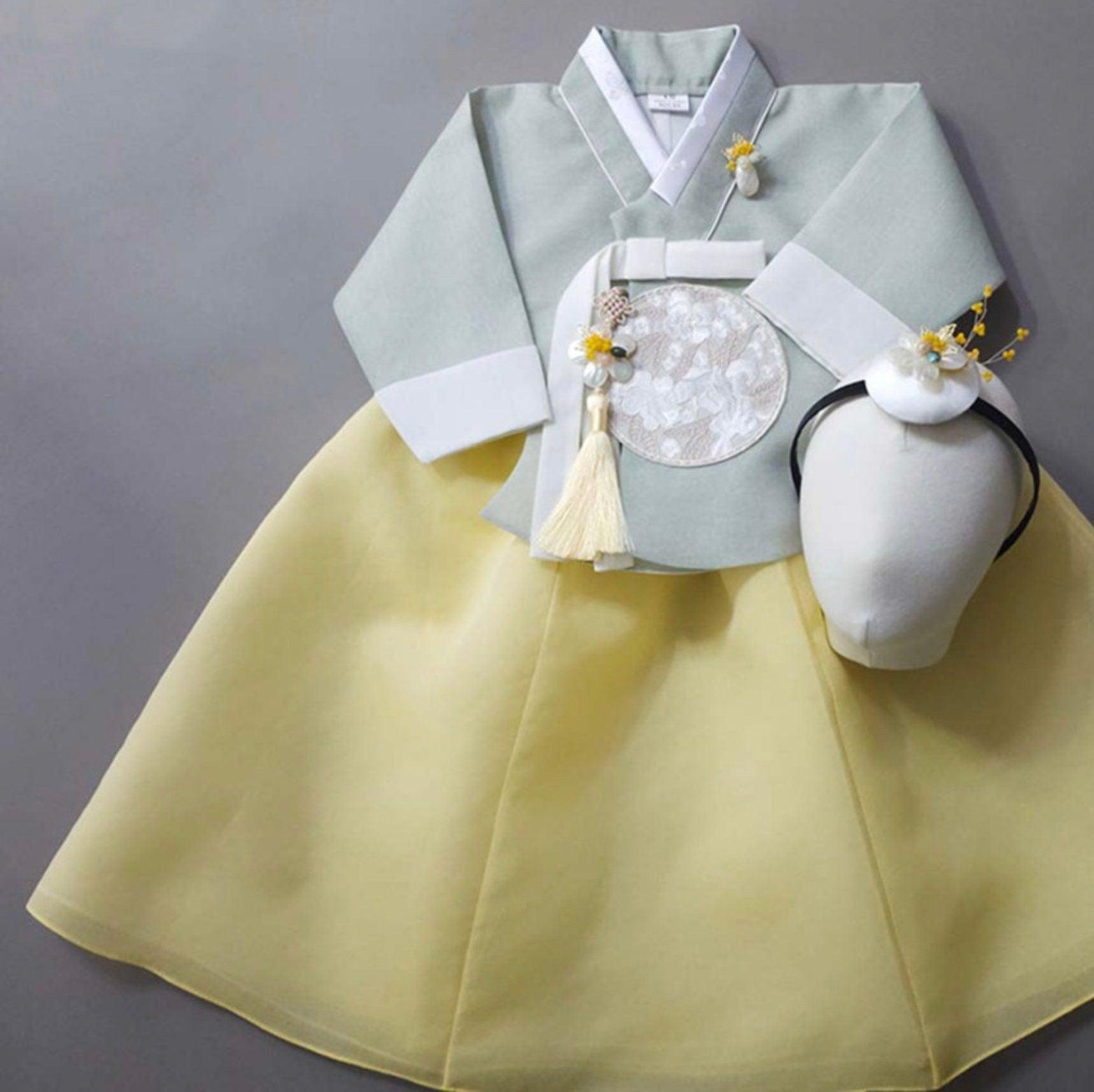 Yujin Green Dangui-8 Color Skirt Girl Hanbok (100D-15YR) - Native Korean
