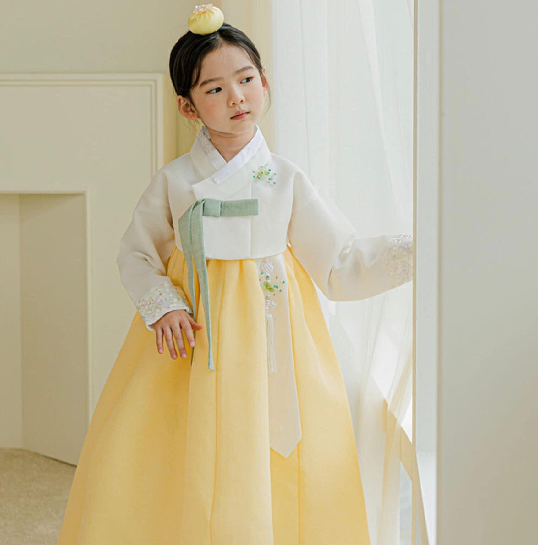 Sale Modern Hanbok Top Jeogori Jacket Woman Female Korea Dress Long Sleeve Yellow Flower