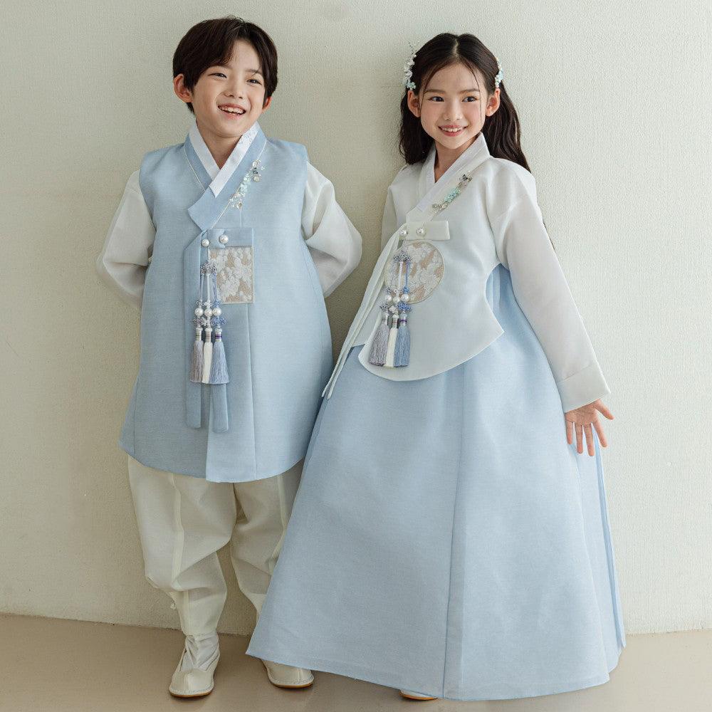 Yujin White Dangui Sky Girl Hanbok (100D-15YR) - Native Korean