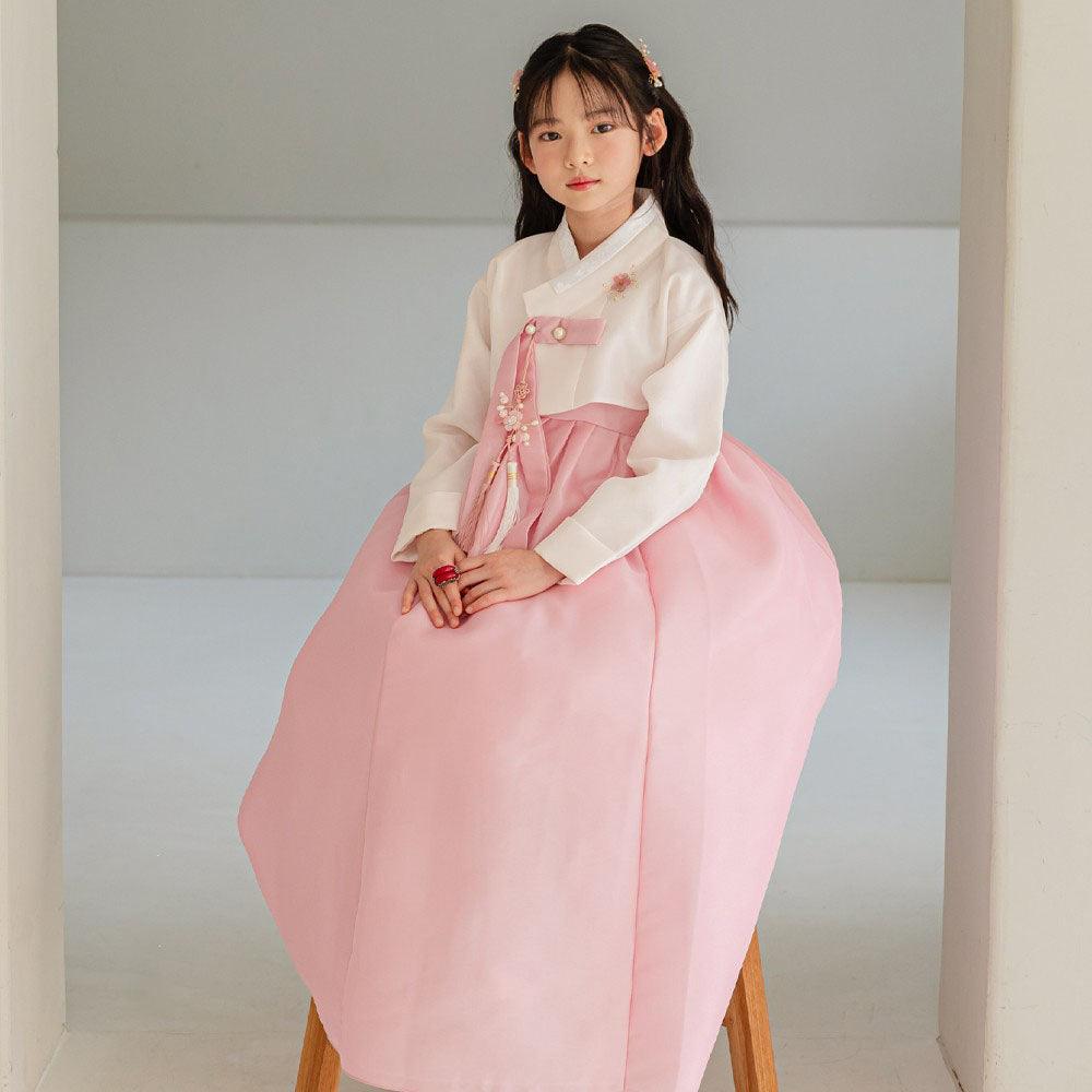 Yumin Beige Pink Girl Hanbok (100D-15YR) - Native Korean