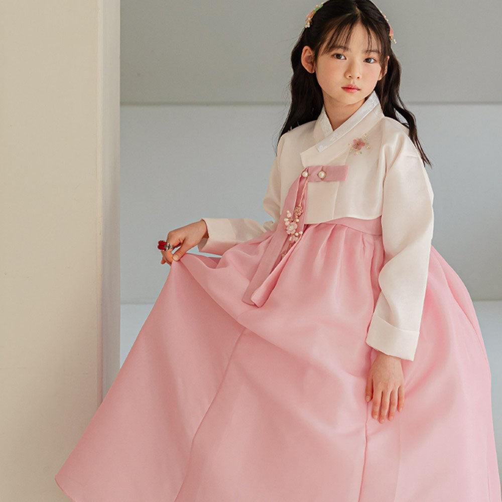 Yumin Beige Pink Girl Hanbok (100D-15YR) - Native Korean