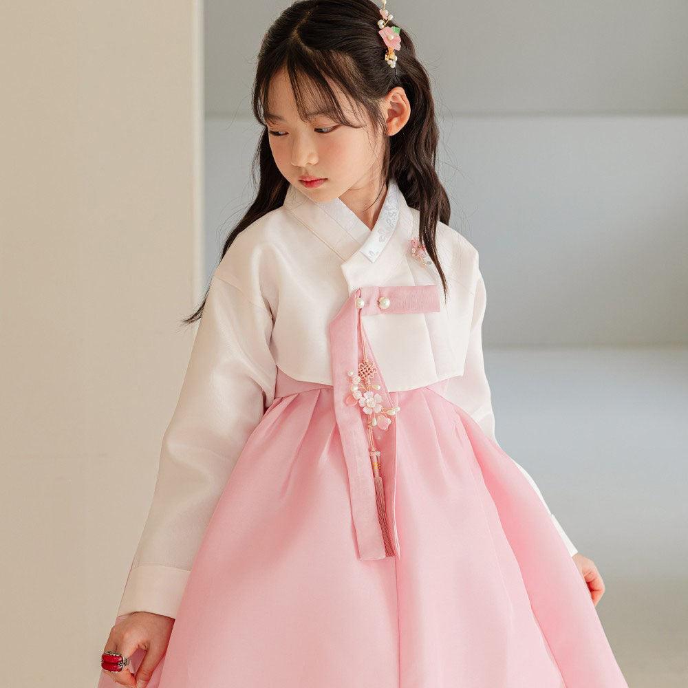 Yumin Beige Pink Girl Hanbok (100D-15YR) - Native Korean