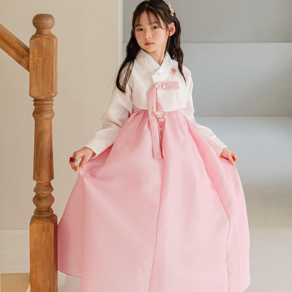 Yumin Beige Pink Girl Hanbok (100D-15YR) - Native Korean