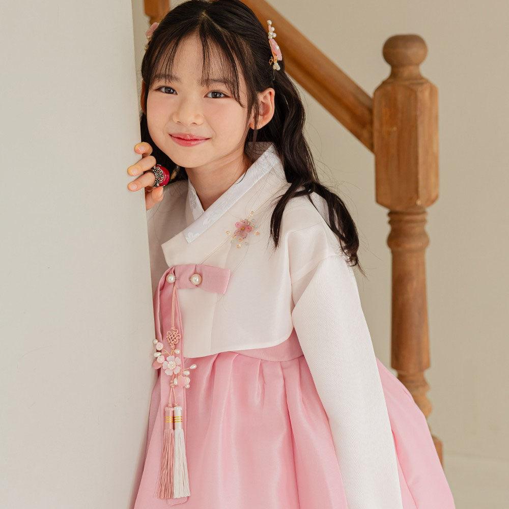 Yumin Beige Pink Girl Hanbok (100D-15YR) - Native Korean
