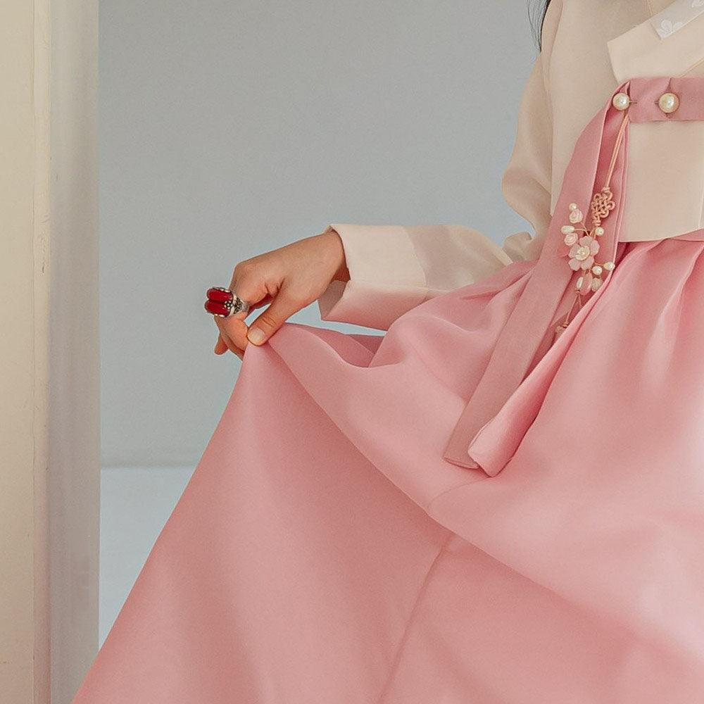 Yumin Beige Pink Girl Hanbok (100D-15YR) - Native Korean