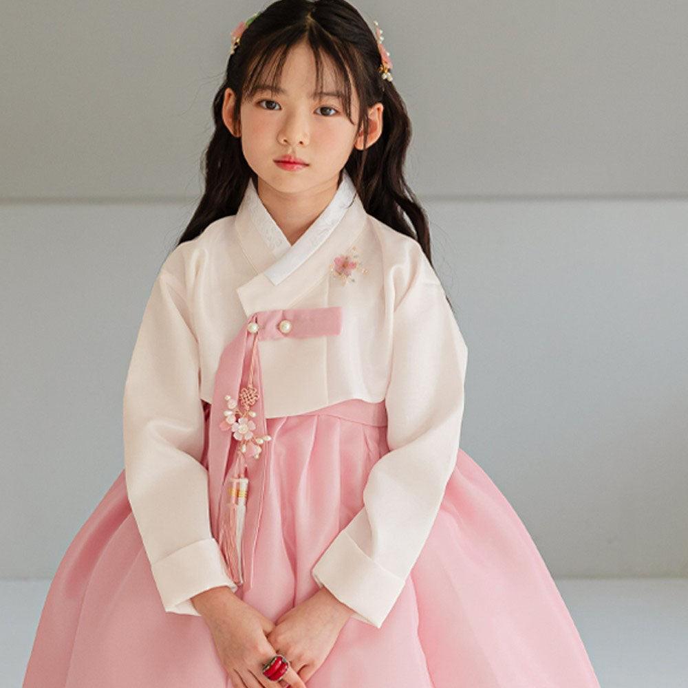 Yumin Beige Pink Girl Hanbok (100D-15YR) - Native Korean