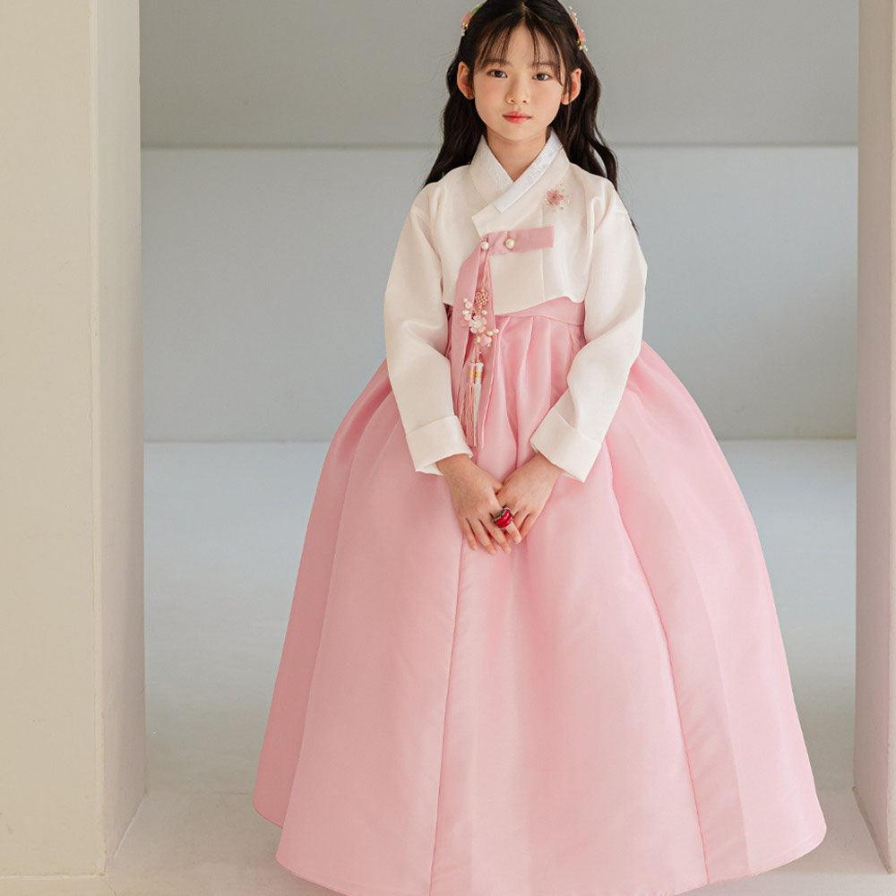 Yumin Beige Pink Girl Hanbok (100D-15YR) - Native Korean