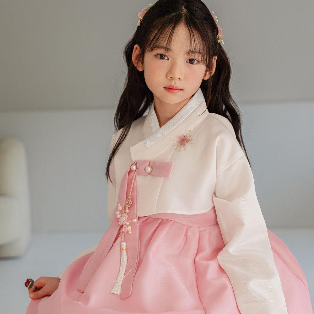 Yumin Beige Pink Girl Hanbok (100D-15YR) - Native Korean