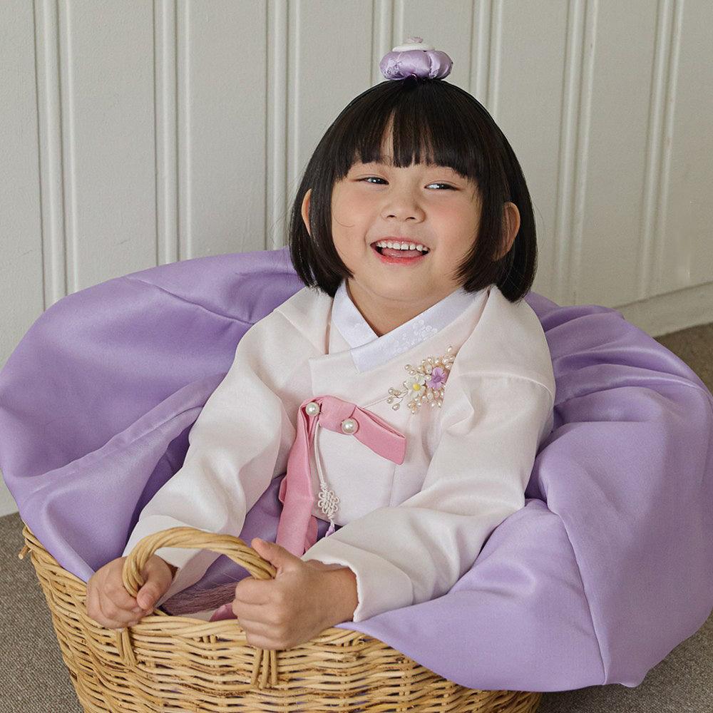 Yumin Beige Purple Girl Hanbok - Native Korean