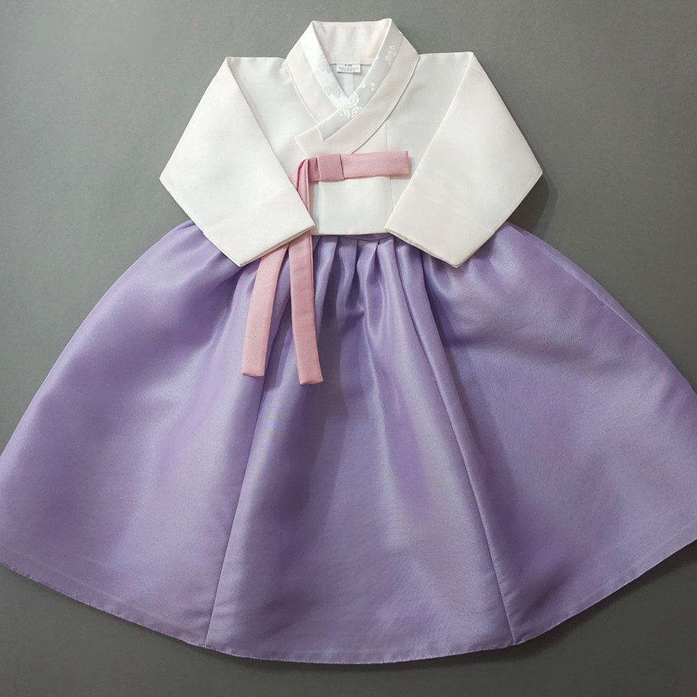Yumin Beige Purple Girl Hanbok - Native Korean