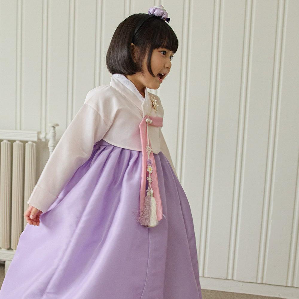 Yumin Beige Purple Girl Hanbok - Native Korean