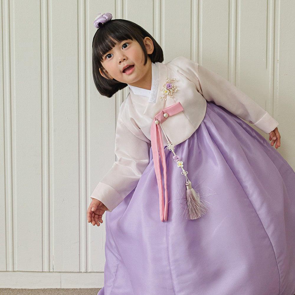 Yumin Beige Purple Girl Hanbok - Native Korean