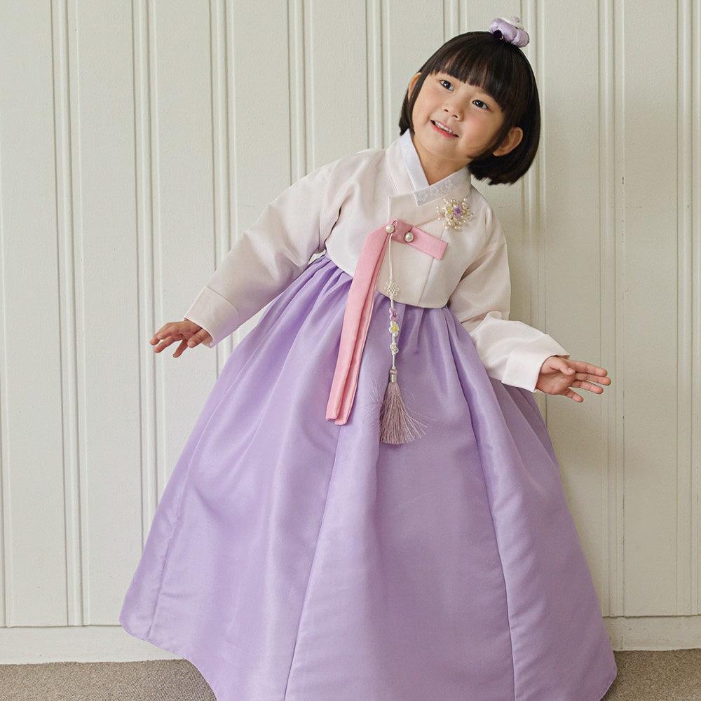 Yumin Beige Purple Girl Hanbok - Native Korean