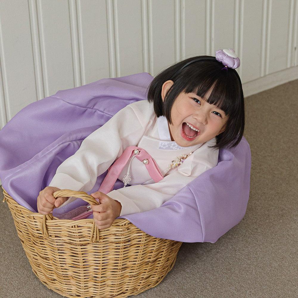 Yumin Beige Purple Girl Hanbok - Native Korean