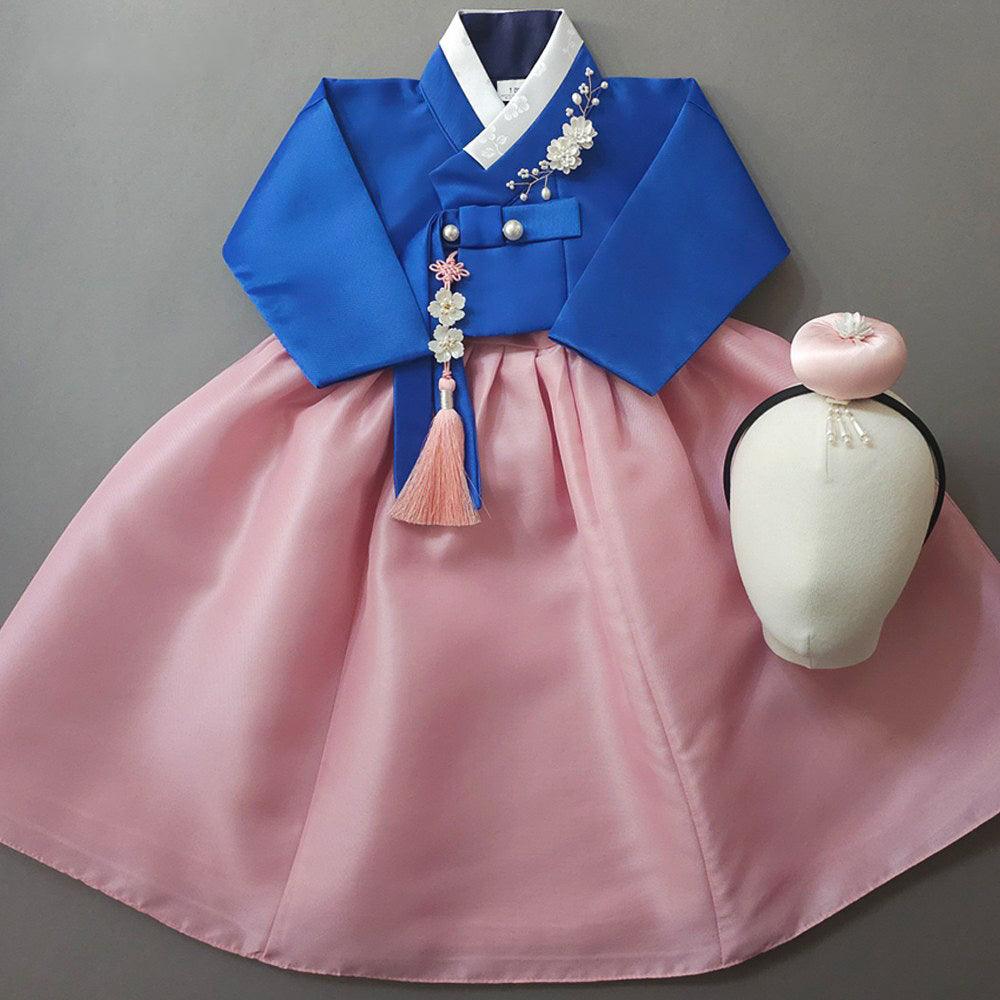 Yumin Blue Pink Girl Hanbok (100D-15YR) - Native Korean