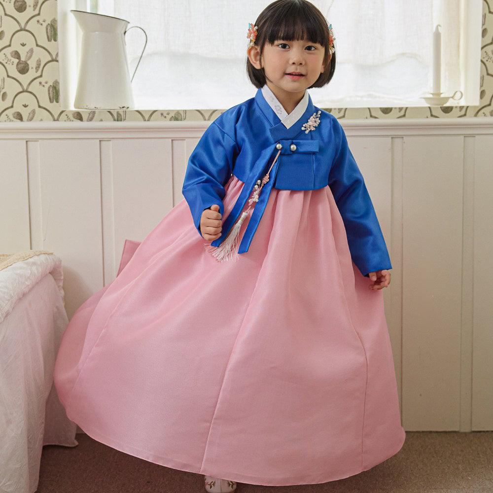 Yumin Blue Pink Girl Hanbok (100D-15YR) - Native Korean