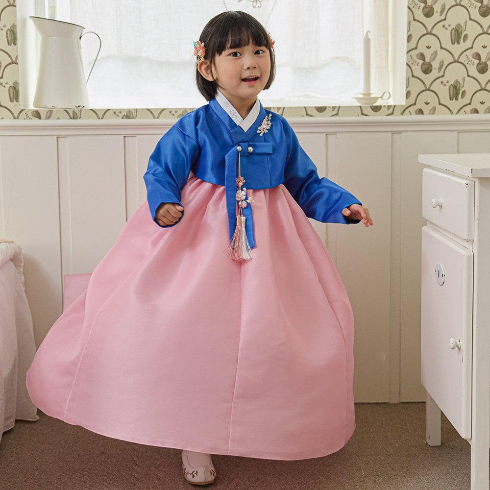 Yumin Blue Pink Girl Hanbok (100D-15YR) - Native Korean
