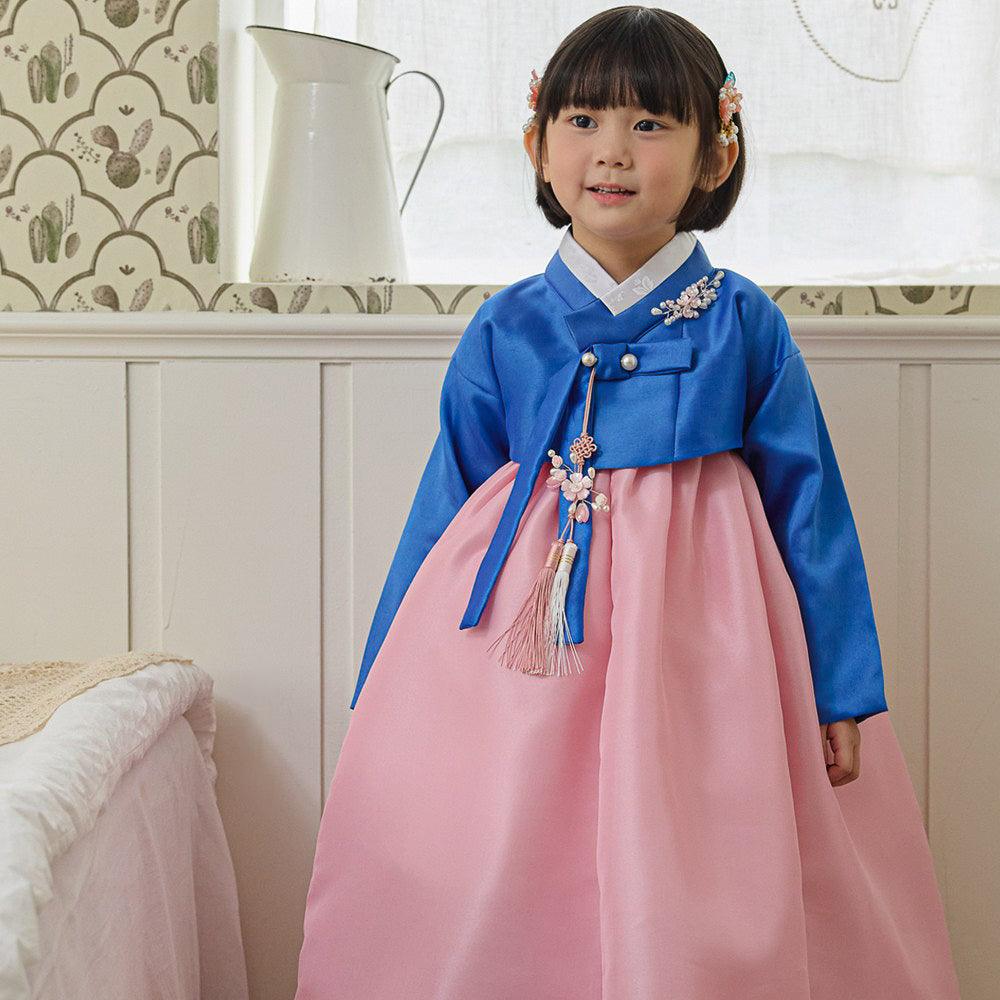 Yumin Blue Pink Girl Hanbok (100D-15YR) - Native Korean