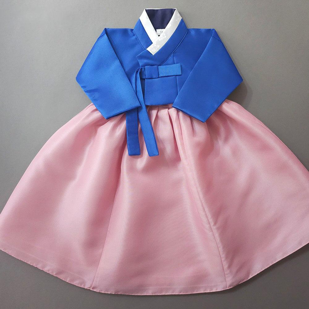 Yumin Blue Pink Girl Hanbok (100D-15YR) - Native Korean