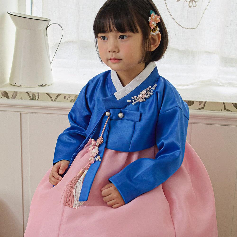 Yumin Blue Pink Girl Hanbok (100D-15YR) - Native Korean