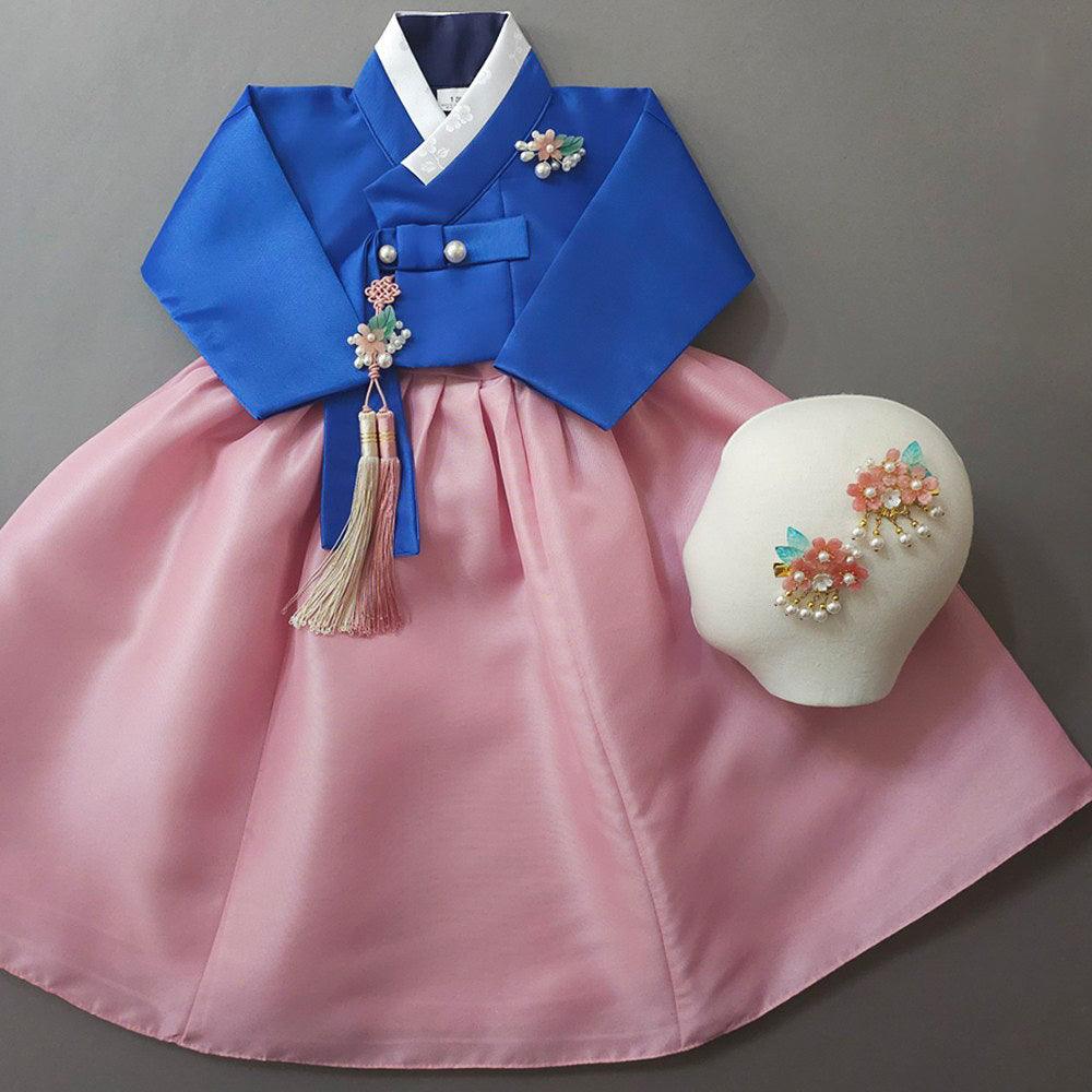 Yumin Blue Pink Girl Hanbok (100D-15YR) - Native Korean