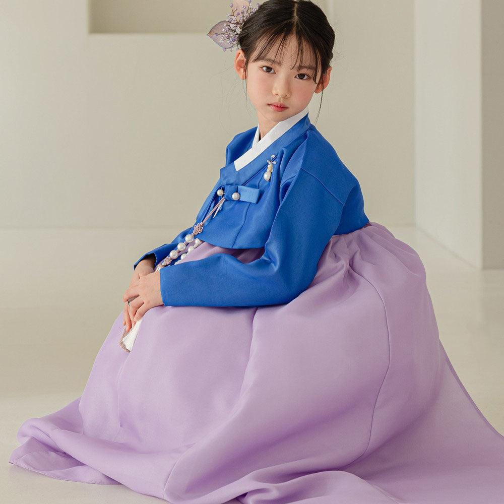 Yumin Blue Purple Girl Hanbok (100D-15YR) - Native Korean
