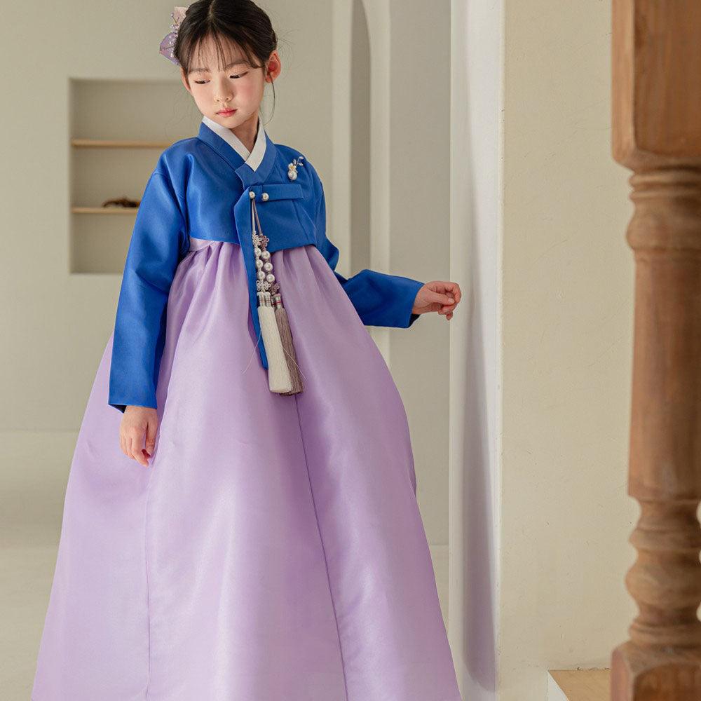 Yumin Blue Purple Girl Hanbok (100D-15YR) - Native Korean