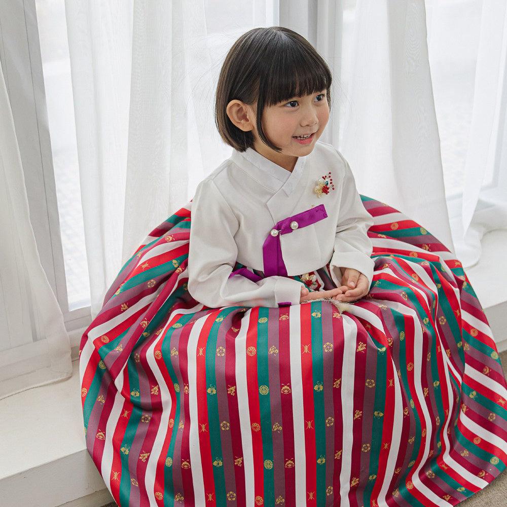 Yun Red Saekdong Girl Hanbok (1-8YR) - Native Korean