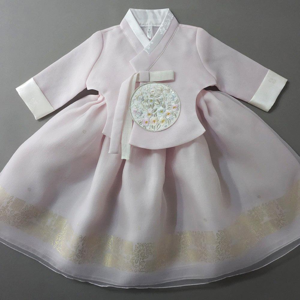 Yurim Gold Foil Light Pink Skirt Girl Hanbok (1-10YR) - Native Korean