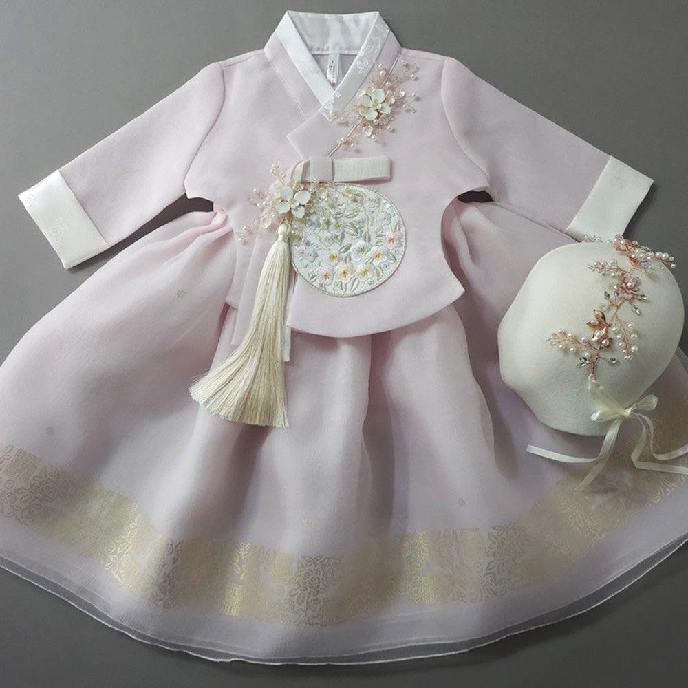 Yurim Gold Foil Light Pink Skirt Girl Hanbok (1-10YR) - Native Korean