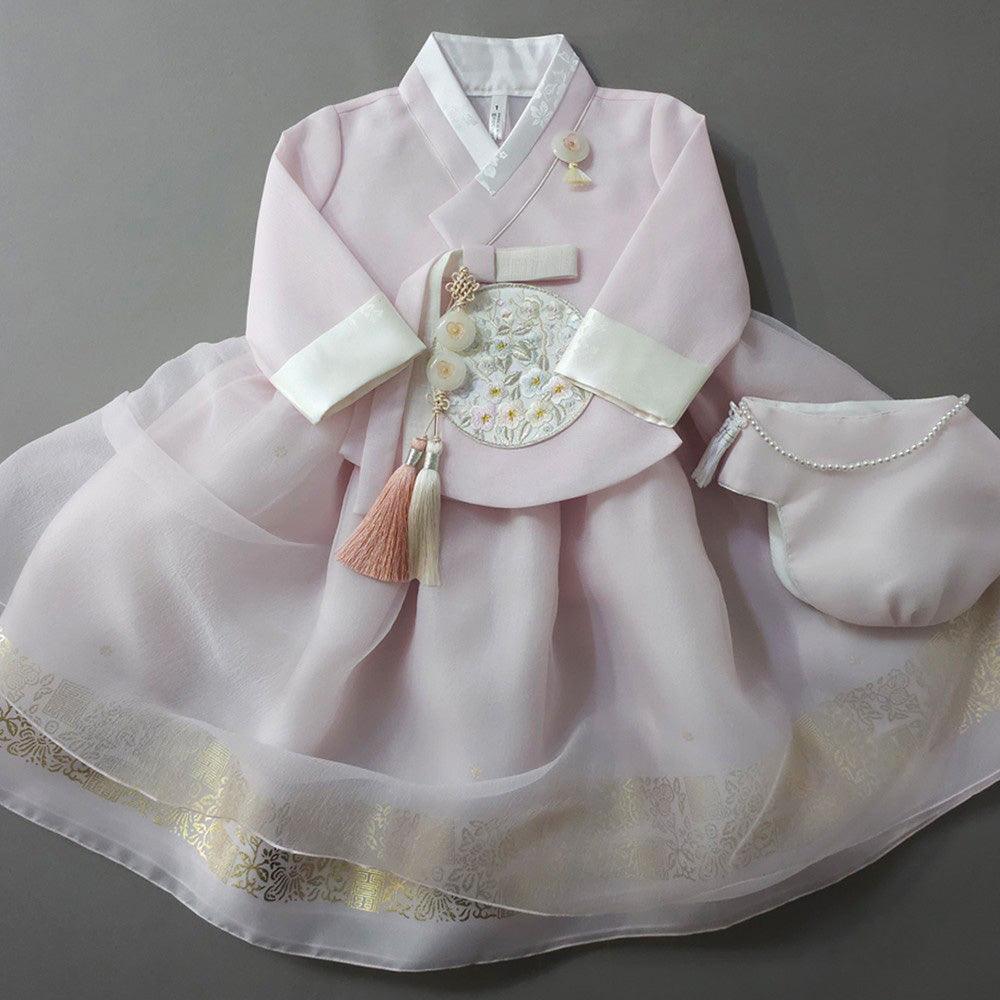 Yurim Gold Foil Light Pink Skirt Girl Hanbok (1-10YR) - Native Korean